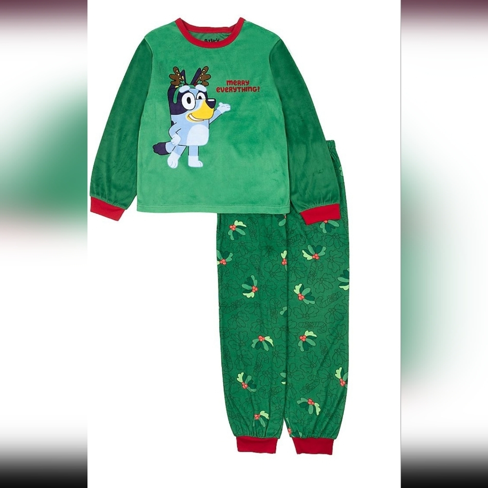 Kids Bluey Christmas 2 Piece Pajama Set Sz 6
